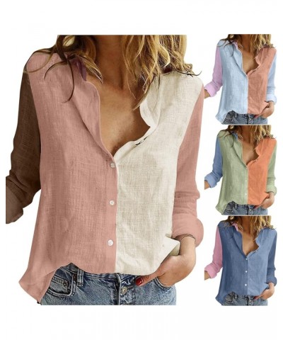 Cotton Linen Tops for Women Casual Long Sleeve Shirts Fashion Daisy Print Tunic Lapel Button Down Blouse Z3-pink $6.59 Blouses