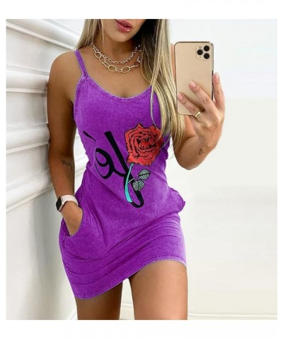 Sexy Mini Dress Women Summer Floral Print Sleeveless Dress Casual Party Club Bag Hip Skirt Skinny Dress Women,STM057-PINK,L L...