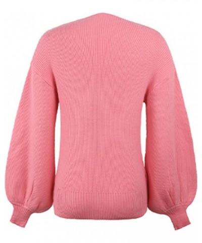 Women Long Sleeve Sexy Plunge V Neck Wrap Front Loose Sweater Pullover Jumper Tops New Rose Red $10.25 Sweaters