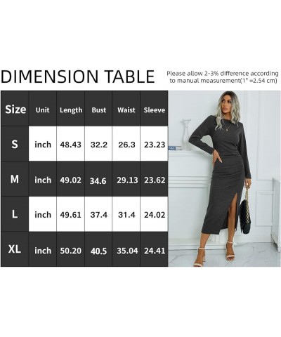 Women's Long Sleeve Dresses: Casual Bodycon Dress Crew Neck Ruched Midi Dress with Slit S-XL 160-darkgrey $28.90 Dresses