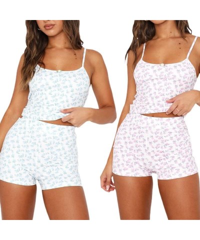 Womens Sweetness Cami Set Cute Tank Top Summer Shorts Set Lingerie Nightwear Sexy Pajamas Lounge Sets Diasy Pink $8.99 Lingerie