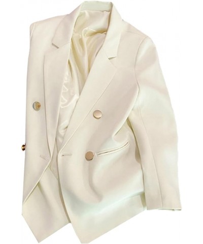 Women's Long Sleeve Blazer Jackets Casual Open Front Work Office Blazer Jackets Lapel Button Jacket Off-white $18.00 Suits