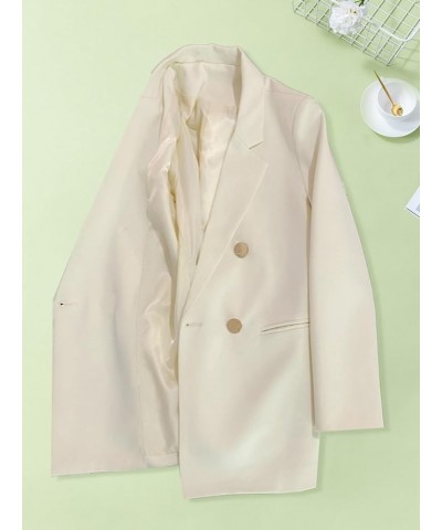 Women's Long Sleeve Blazer Jackets Casual Open Front Work Office Blazer Jackets Lapel Button Jacket Off-white $18.00 Suits