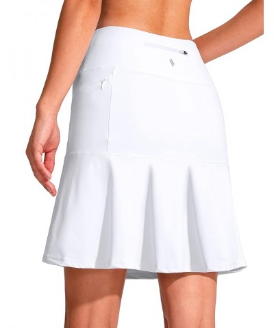 19" Golf Skorts Skirts for Women Zipper Pockets Knee Length Skort Women's High Waist Athletic Tennis Skirt A White $19.50 Skirts