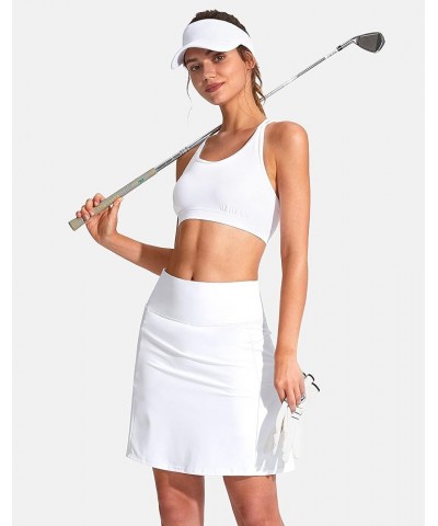 19" Golf Skorts Skirts for Women Zipper Pockets Knee Length Skort Women's High Waist Athletic Tennis Skirt A White $19.50 Skirts