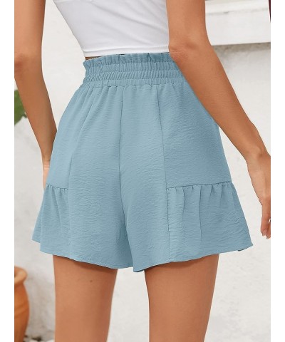 Women's Wide Leg Shorts Without Pockets Lightweight High Waisted Adjustable Tie Knot Loose Summer Cute Trousers A08-blue Gray...