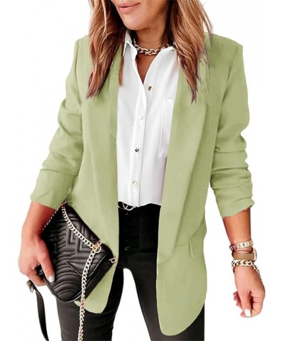 Women's 2023 Fall Casual Blazers Long Sleeve Open Front Blazers Work Office Jacket Blazer Green $23.82 Blazers