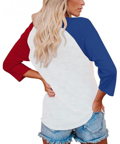 Womens Baseball Mom Shirt Raglan Sleeve Baseball Tee Loose Comfy Patchwork Blouse Top Y2-white $17.09 T-Shirts