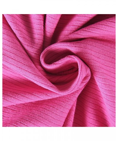 Women's Halter Ribbed Knit Form Fit Tank Tops Sleeveless Basic Cami Shirts Hot Pink $13.24 Tanks