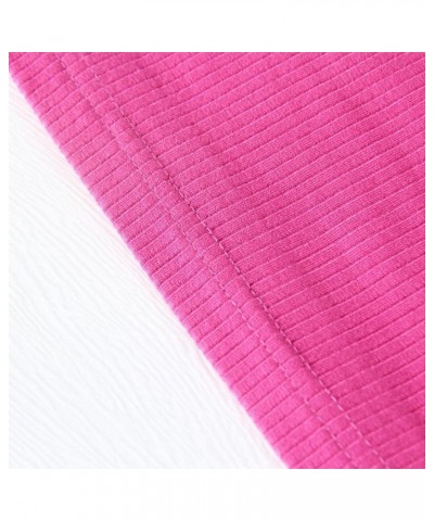 Women's Halter Ribbed Knit Form Fit Tank Tops Sleeveless Basic Cami Shirts Hot Pink $13.24 Tanks