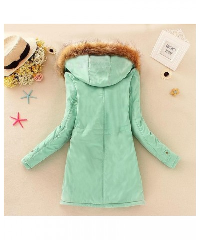 Plush Hoodie Coat for Women,Hengshikeji Cotton Faux Fur Lined Padded Winter Hooded Coat Long Sleeve Warm Outwear B1-2 Green $...