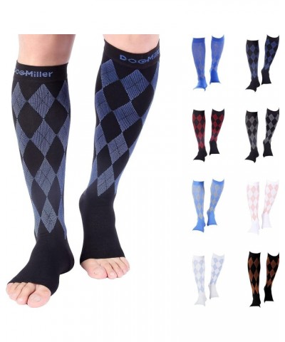 Open Toe Compression Socks Women 20-30mmhg - Argyle Design Toeless Compression Socks Women and Men Black.blue Open Toe $10.69...