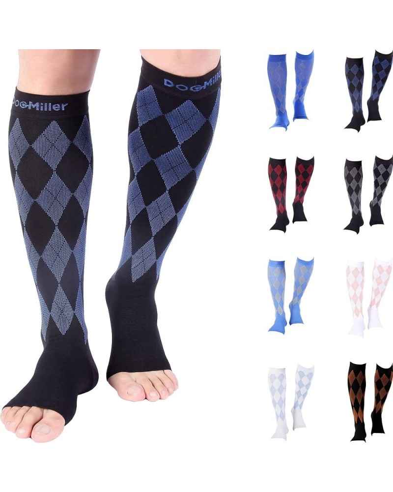 Open Toe Compression Socks Women 20-30mmhg - Argyle Design Toeless Compression Socks Women and Men Black.blue Open Toe $10.69...