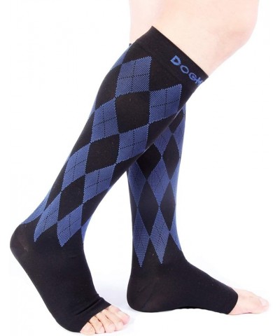 Open Toe Compression Socks Women 20-30mmhg - Argyle Design Toeless Compression Socks Women and Men Black.blue Open Toe $10.69...