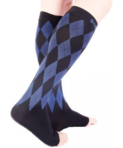 Open Toe Compression Socks Women 20-30mmhg - Argyle Design Toeless Compression Socks Women and Men Black.blue Open Toe $10.69...