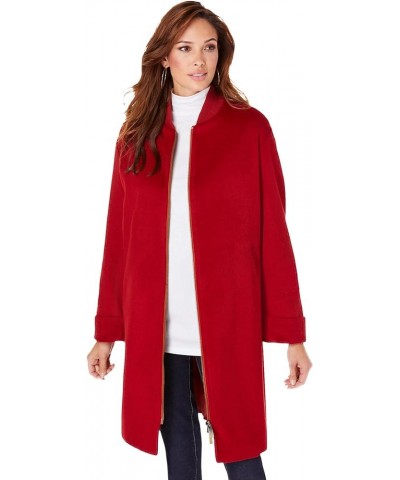 Women's Plus Size A-Line Driving Coat Deep Crimson $64.38 Coats