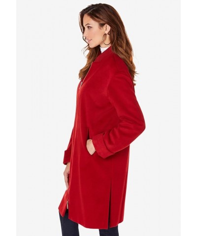 Women's Plus Size A-Line Driving Coat Deep Crimson $64.38 Coats