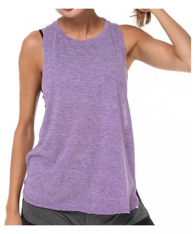 Athletic Women Tank Tops Loose Fit Activewear Workout Clothes Sports Running Yoga Tops Cotton Shirts Purple $9.75 Activewear