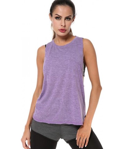 Athletic Women Tank Tops Loose Fit Activewear Workout Clothes Sports Running Yoga Tops Cotton Shirts Purple $9.75 Activewear