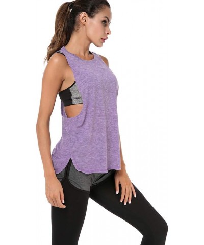 Athletic Women Tank Tops Loose Fit Activewear Workout Clothes Sports Running Yoga Tops Cotton Shirts Purple $9.75 Activewear