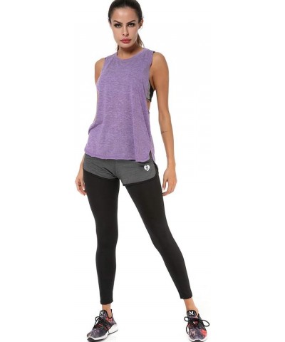 Athletic Women Tank Tops Loose Fit Activewear Workout Clothes Sports Running Yoga Tops Cotton Shirts Purple $9.75 Activewear