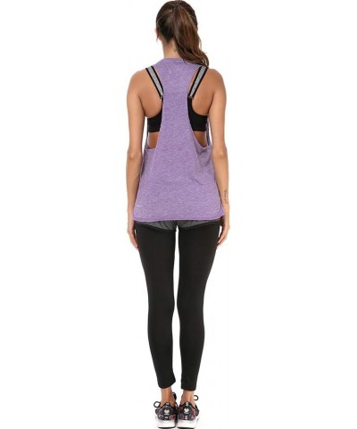 Athletic Women Tank Tops Loose Fit Activewear Workout Clothes Sports Running Yoga Tops Cotton Shirts Purple $9.75 Activewear