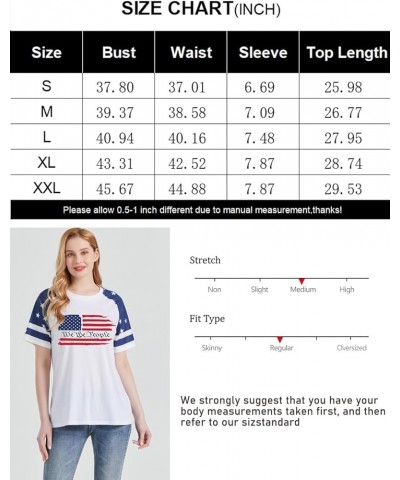 American Flag T Shirt Women 4th of July Shirts Patriotic Shirt Raglan Short Sleeve Graphic Tee Tops The People $12.53 T-Shirts