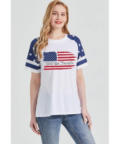 American Flag T Shirt Women 4th of July Shirts Patriotic Shirt Raglan Short Sleeve Graphic Tee Tops The People $12.53 T-Shirts