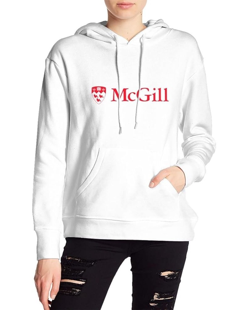 Mcgill University Womens Casual Hoodies Pullover Tops Drawstring Long Sleeve Sweatshirts White $14.26 Hoodies & Sweatshirts