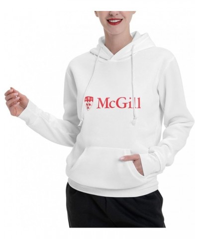 Mcgill University Womens Casual Hoodies Pullover Tops Drawstring Long Sleeve Sweatshirts White $14.26 Hoodies & Sweatshirts