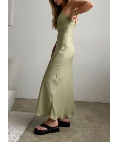 Women Cut Out Sexy Bodycon Maxi Dresses Y2K Spaghetti Strap Backless Cami Dress Low Cut Split Elegant Party Gown G-green $9.2...