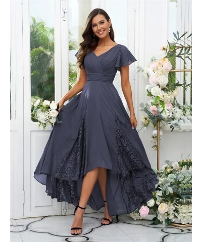 Tea Length Mother of The Bride Dresses for Wedding 2024 Lace Ruffle Sleeves Chiffon Bridesmaid Evening Gown Desert Rose $45.0...