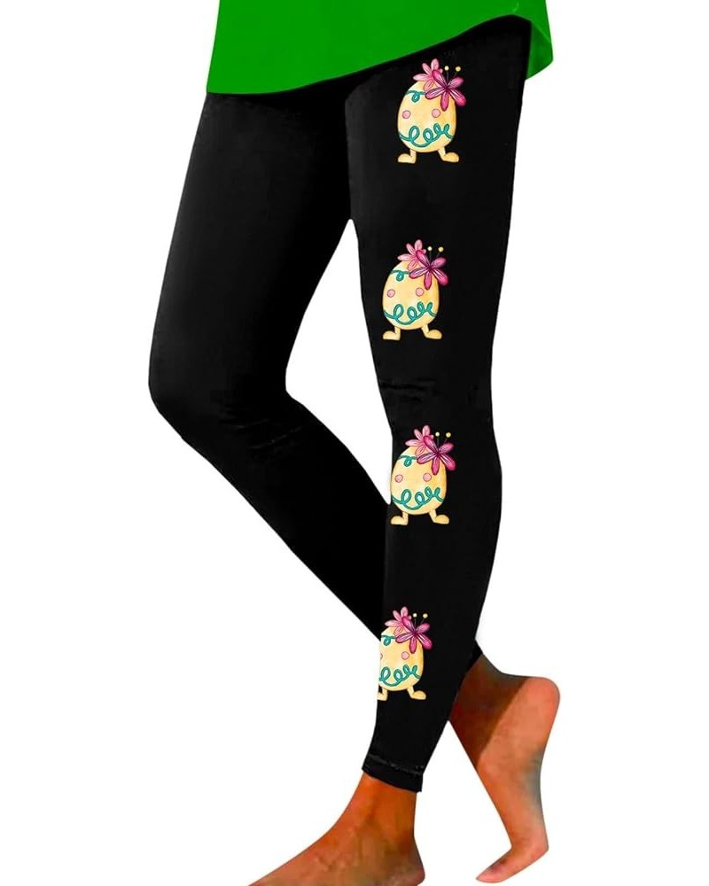 Easter Day Tummy Control Leggings for Women Casual Rabbit Colorful Eggs Print Workout Leggings Trendy Yoga Pants G01-yellow $...