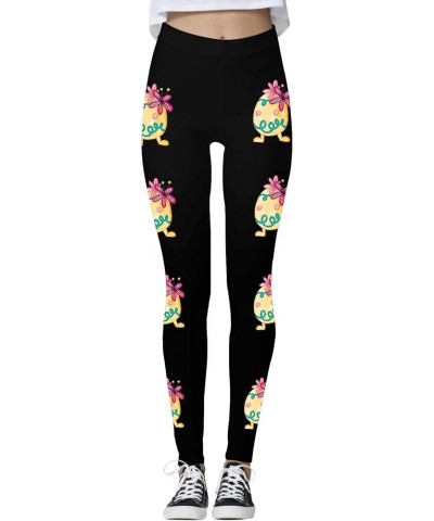 Easter Day Tummy Control Leggings for Women Casual Rabbit Colorful Eggs Print Workout Leggings Trendy Yoga Pants G01-yellow $...