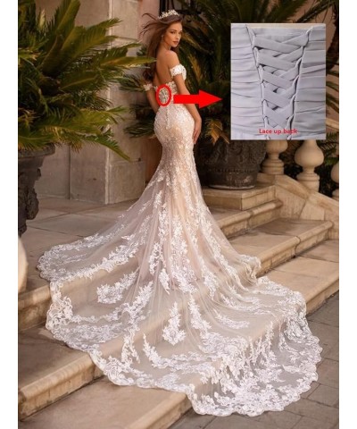 Mermaid Wedding Dresses for Bride 2023 Ball Gown Lace Bridal Dress for Women with Sleeves Cd-j-white $56.20 Dresses