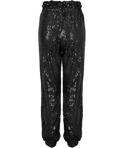 Sequin Pants Women,Womens Glitter Sparkle Pants Trousers Straight Leg Palazzo Pants Shiny Dance Bling Party Clubwear Z33-blac...