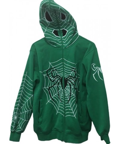 Women Y2K Spider Web Hoodies Goth Harajuku Punk Jacket Fall Streetwear Oversized Vintage Graphic Full Zip Up Hoodie Green $11...