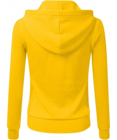 Zipper Hoodies For Women Fashion Outdoor Basic Sweatshirt Lightweight Zip Up Jackets Travel Hiking Sport Fall Outfits B-yello...