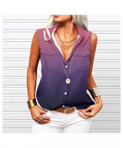 Basic Tank Tops for Women Summer Solid Casual Elegant Tops Sleeveless Collared Tank Tee Spring Button Down Boho Clothe G37-pu...