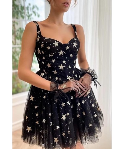 Sparkly Starry Tulle Prom Dress Short Glitter Star Homecoming Dresses Formal Evening Party Gowns C-ivory $22.55 Dresses