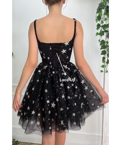 Sparkly Starry Tulle Prom Dress Short Glitter Star Homecoming Dresses Formal Evening Party Gowns C-ivory $22.55 Dresses