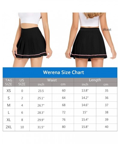 Womens Pleated Skirt High Waisted Skater Tennis Skirt with Shorts School A-line Mini Skirt 3 Black Stripe $13.20 Activewear