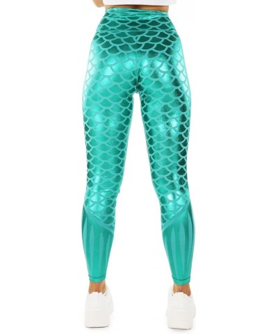 High Waisted Animal Print Leggings Fun Prints for Halloween and Beyond Mermaid (Green) $14.08 Leggings