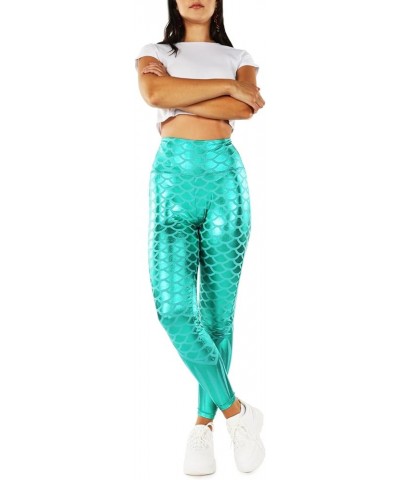 High Waisted Animal Print Leggings Fun Prints for Halloween and Beyond Mermaid (Green) $14.08 Leggings