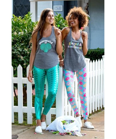 High Waisted Animal Print Leggings Fun Prints for Halloween and Beyond Mermaid (Green) $14.08 Leggings