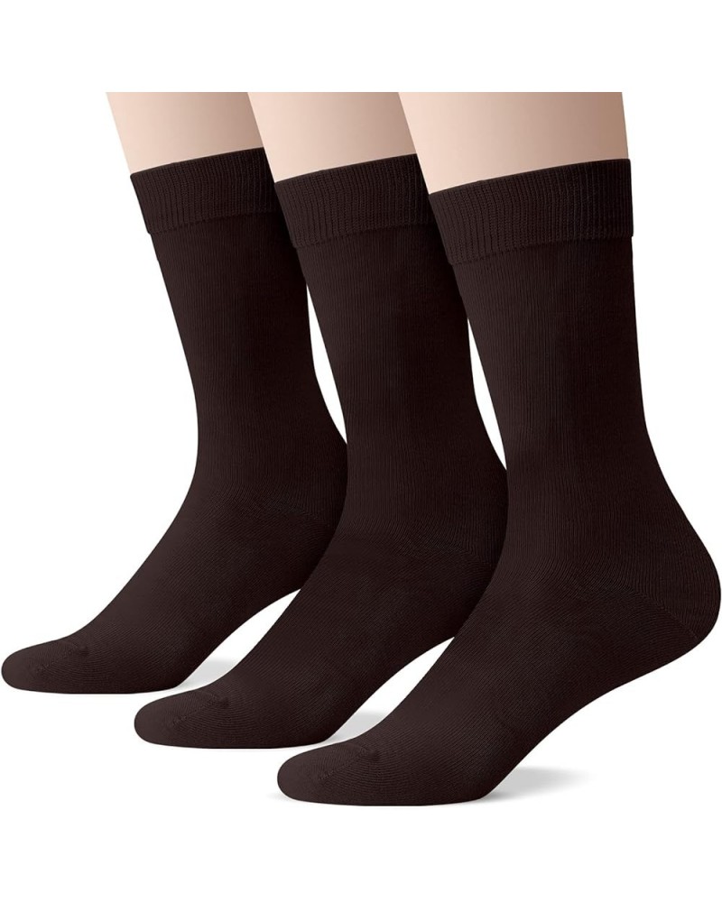 Women's Lightweight Soft Cotton Thin Dress Socks Crew Business Casual,3 Pairs Brown $11.11 Socks