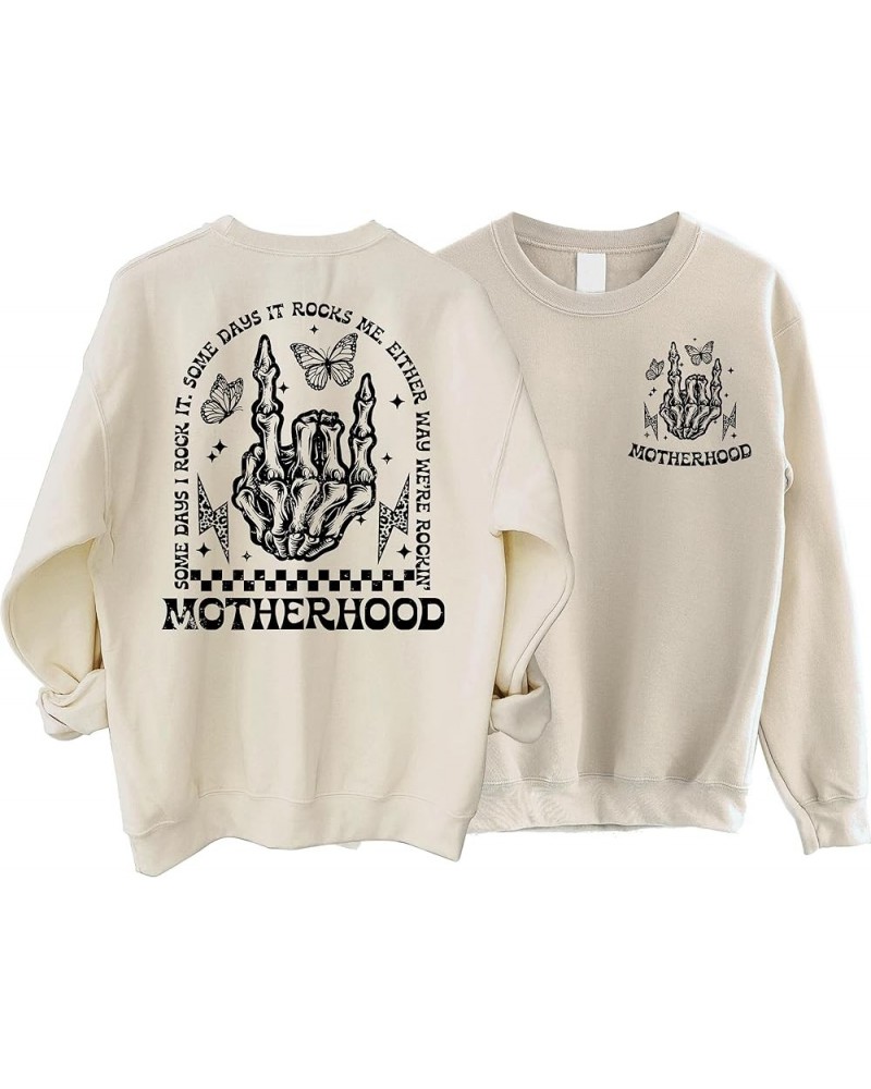 Store Motherhood Some Days I Rock It Some Days It Rocks Me Sweatshirt 2 Side, Retro Rock Funny Mom Sweater Sand $22.39 Others