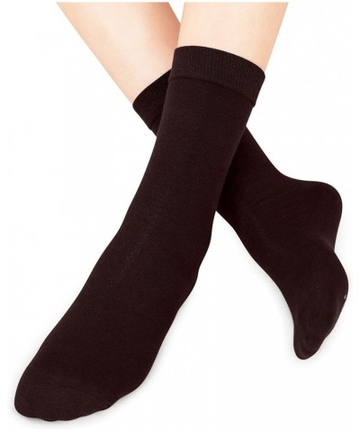 Women's Lightweight Soft Cotton Thin Dress Socks Crew Business Casual,3 Pairs Brown $11.11 Socks