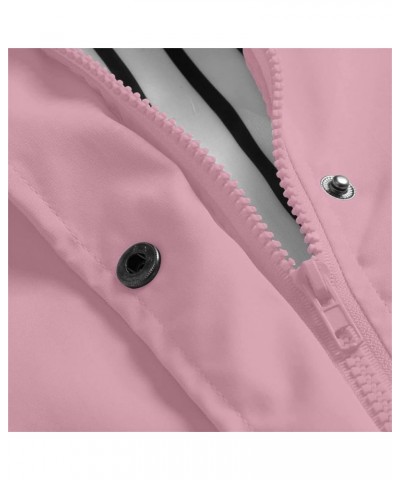 Women's Windproof Waterproof Mountain Adjustable Hood and Water Resistant Zippers Jacket Warm Hooded Coat Pink $13.10 Jackets