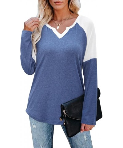 Womens Shirts Casual Short Sleeve V Neck T Shirt Summer Tops Basic Tees Dark Blue $13.99 T-Shirts